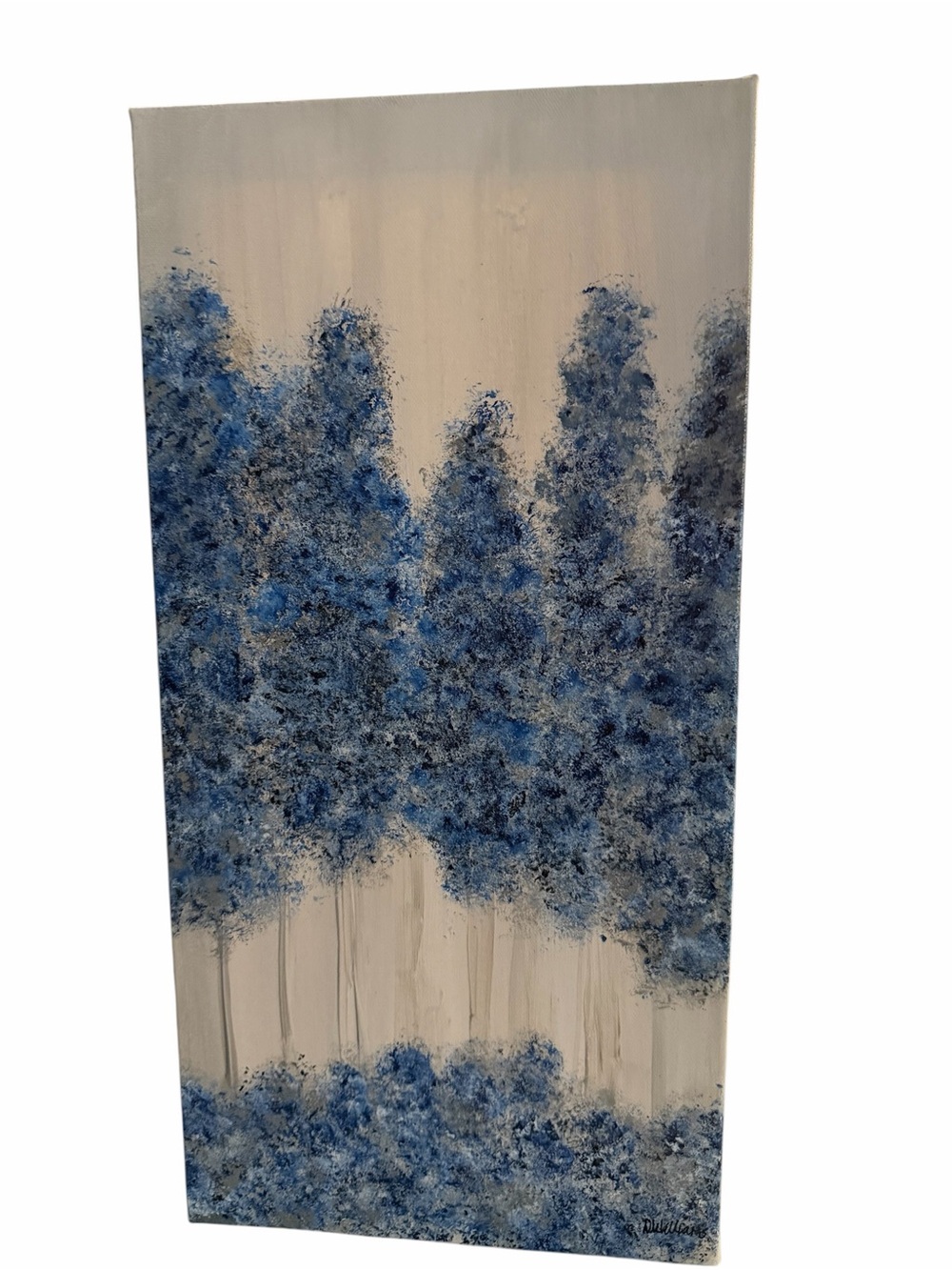 Original Artwork Acrylics on Canvas Impression Blue Forest Wall Art 10 x 20"